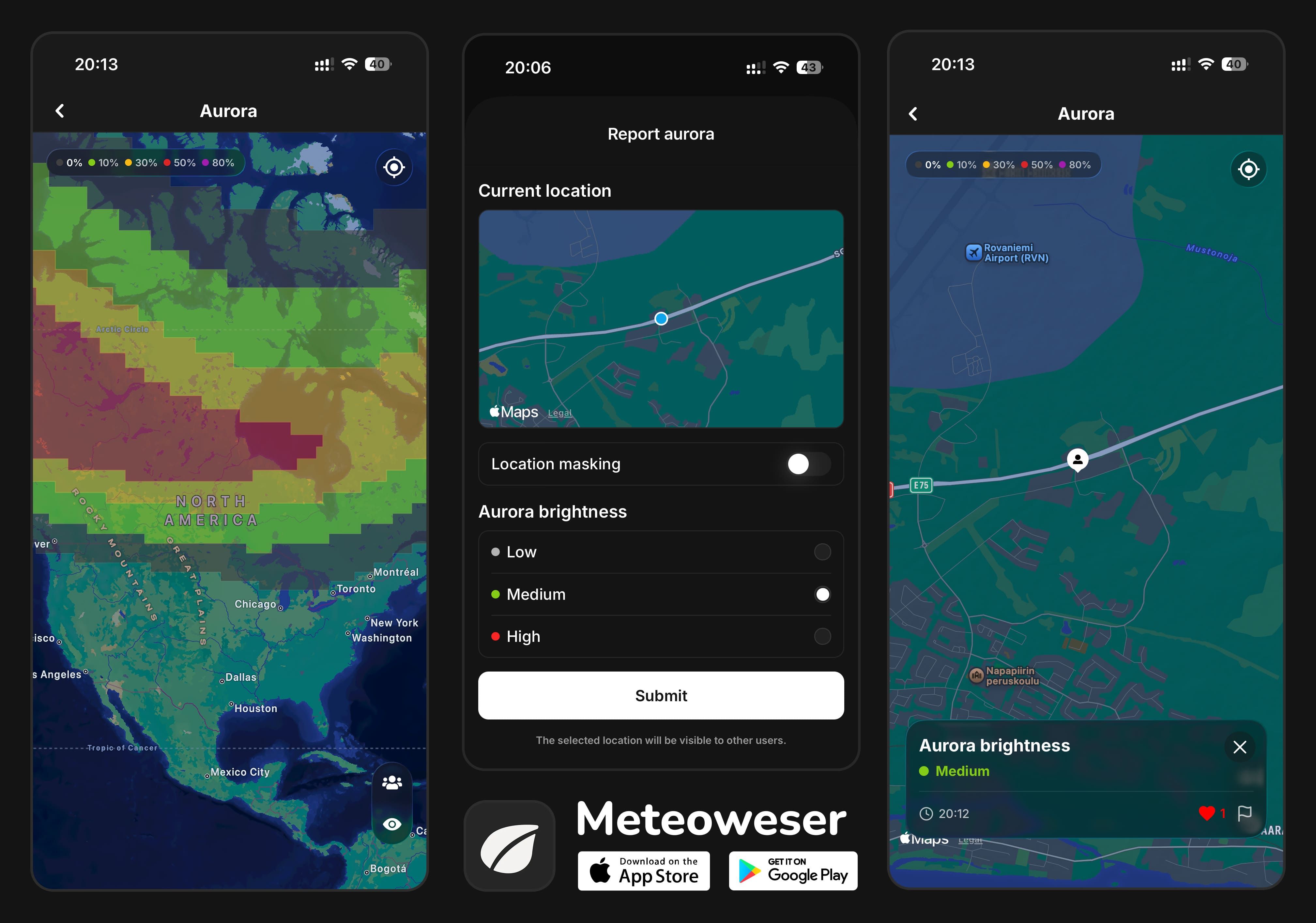 Share your aurora sightings in Meteoweser 5.1.0